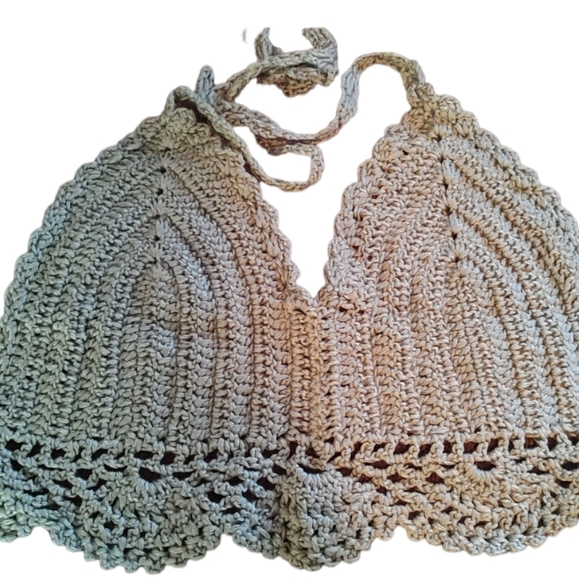 NWT Crochet Halter  Bikini Top - Lake Green Color - Picture 3 of 3